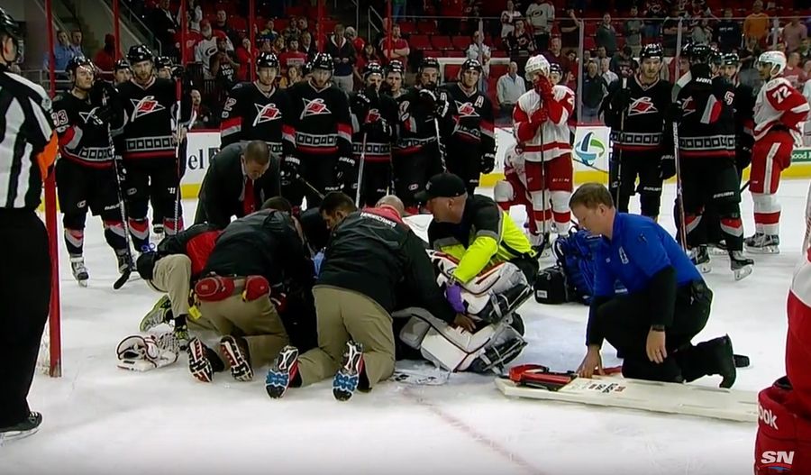 Eddie Lack Stretchered Off Ice After Getting Wrecked While Giving Up OT Goal [Update]