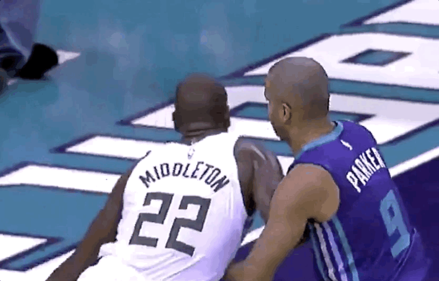 One Khris Middleton Shot Blocked By 60 Percent Of Hornets Lineup