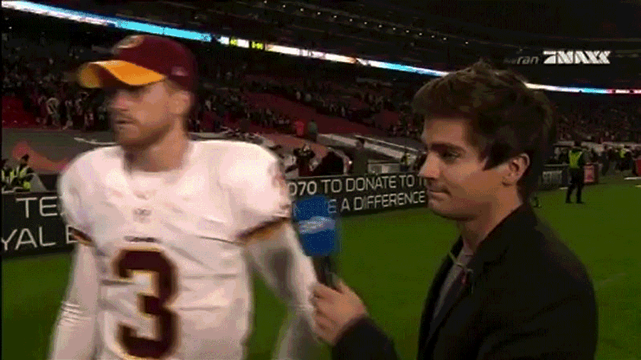 German TV Reporter Shoved Away During Attempt To Interview Dustin Hopkins<em></em>
