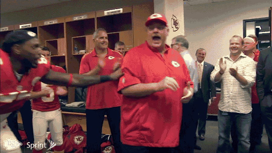 Andy Reid Busts Out A Jolly Postgame Victory Dance