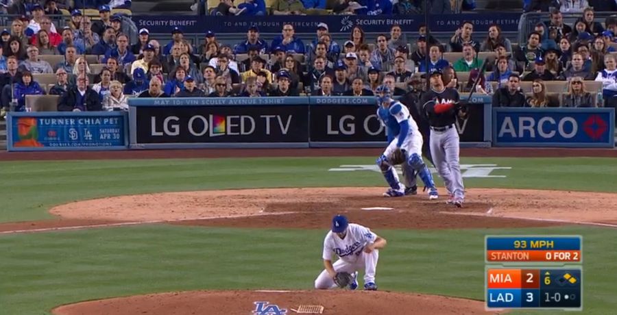 Giancarlo Stanton Dinger Sends Clayton Kershaw To His Knees