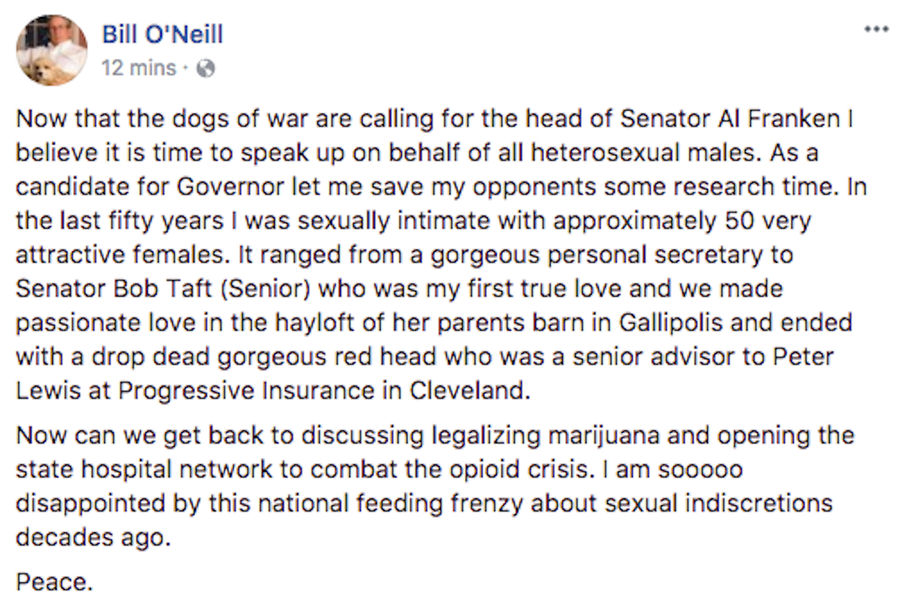 Ohio Supreme Court Justice Bill O&#39;Neill Wants You To Know He Has Fucked