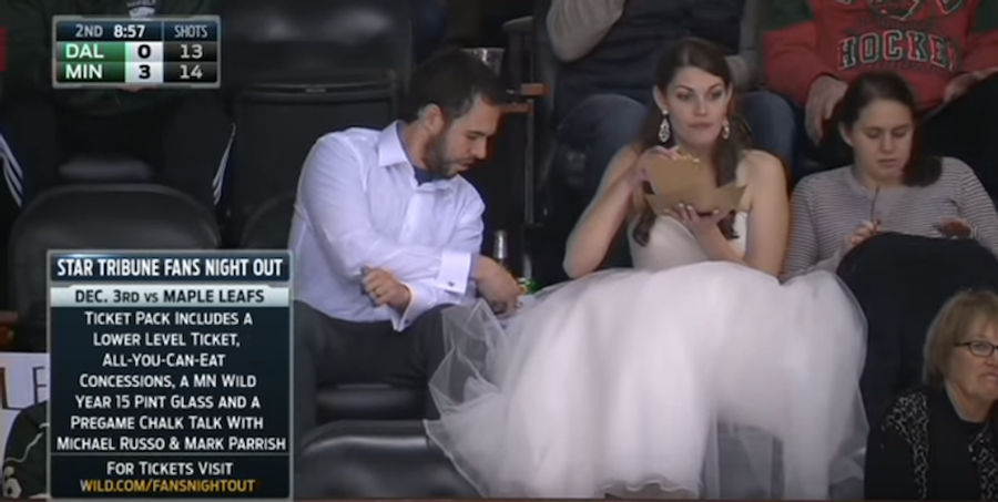 The Greatest Baller Of All: This Woman In A Wedding Dress At A Minnesota Wild Game