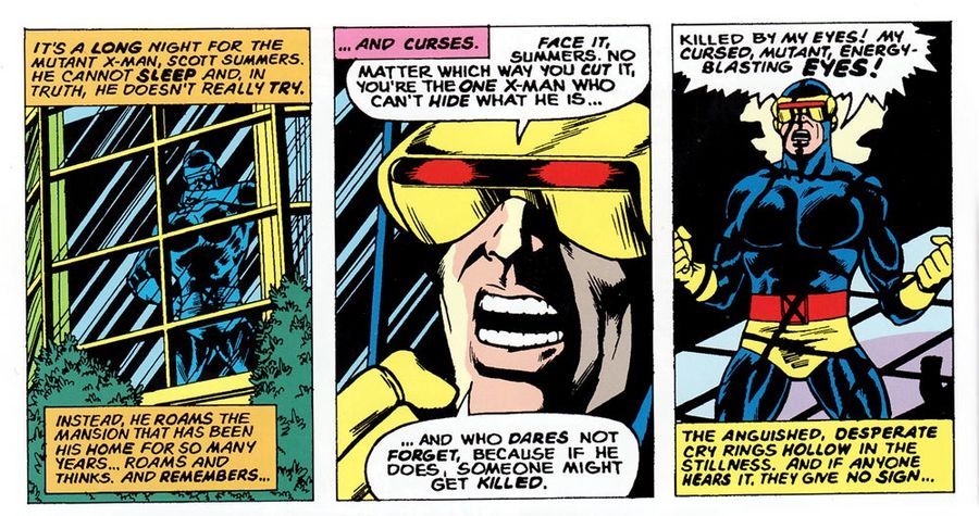 "Killed by my eyes! My cursed, mutant, energy-blasting eyes!"