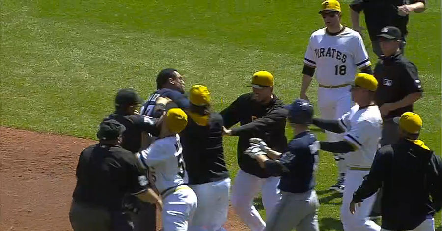 Carlos Gomez&#39;s Triple Sparks Bench-Clearing Altercation