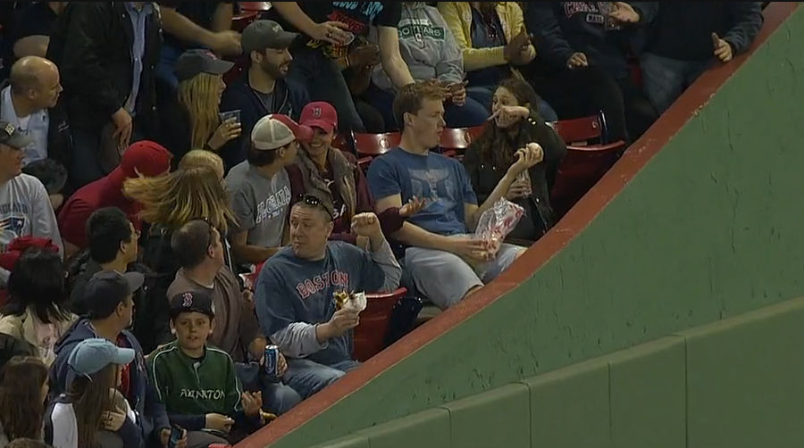 Fan At Fenway Catches Ground-Rule Double In The Most Casual Way