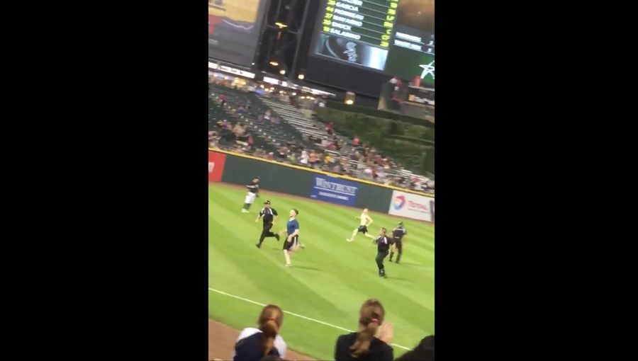 Pair Of Idiots On The Field Evade Security, Escape Into Bleachers, Get Tackled