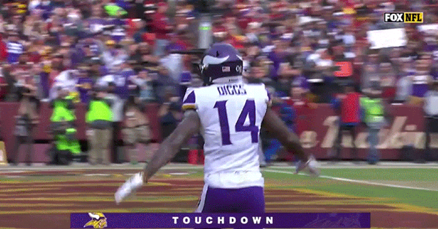 Stefon Diggs Flagged For Pretending To Be A Plane And Jumping Into The Goalposts<em></em>