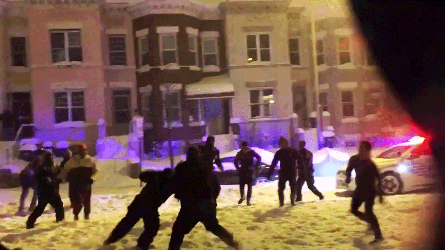 Cops Join In Snow Football Game, Deliver Devastating Stiffarm