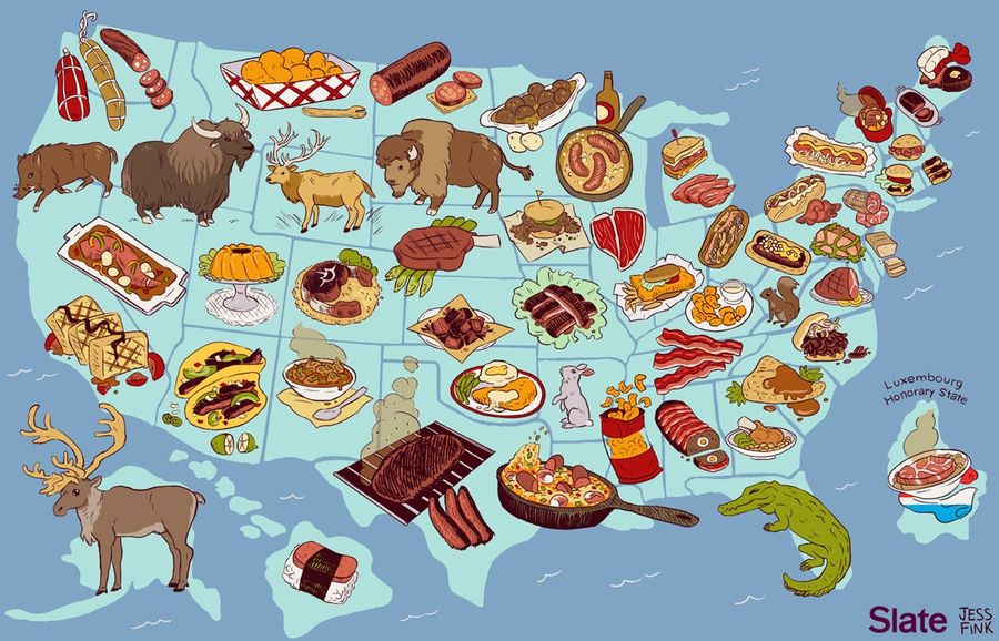 Map: The United States Of America, By Meat