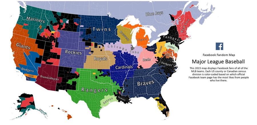 Here's Facebook's 2015 MLB Fandom Map