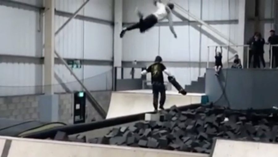 Skateboarder Touches The Sky, Destroys Unsuspecting Passerby