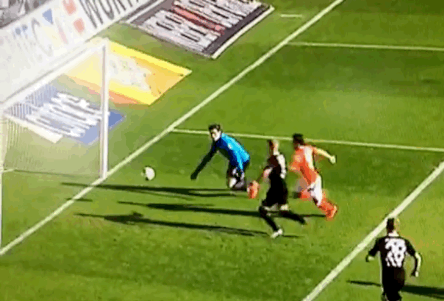 Defender Kicks In Own Goal Off Goalkeeper's Face