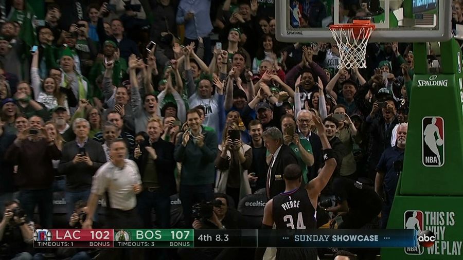 Paul Pierce Gets Huge Ovation With Closing Three-Pointer In His Last Game In Boston