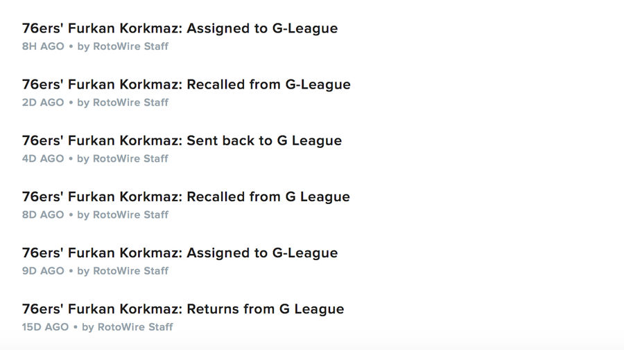 Furkan Korkmaz Enjoys Seven-Hour Assignment To Development League