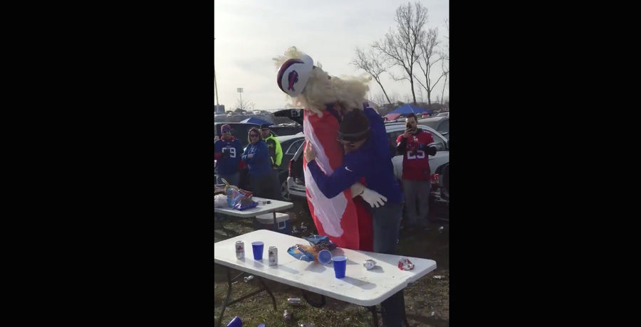 Bills Fan Slams Santa Through A Table