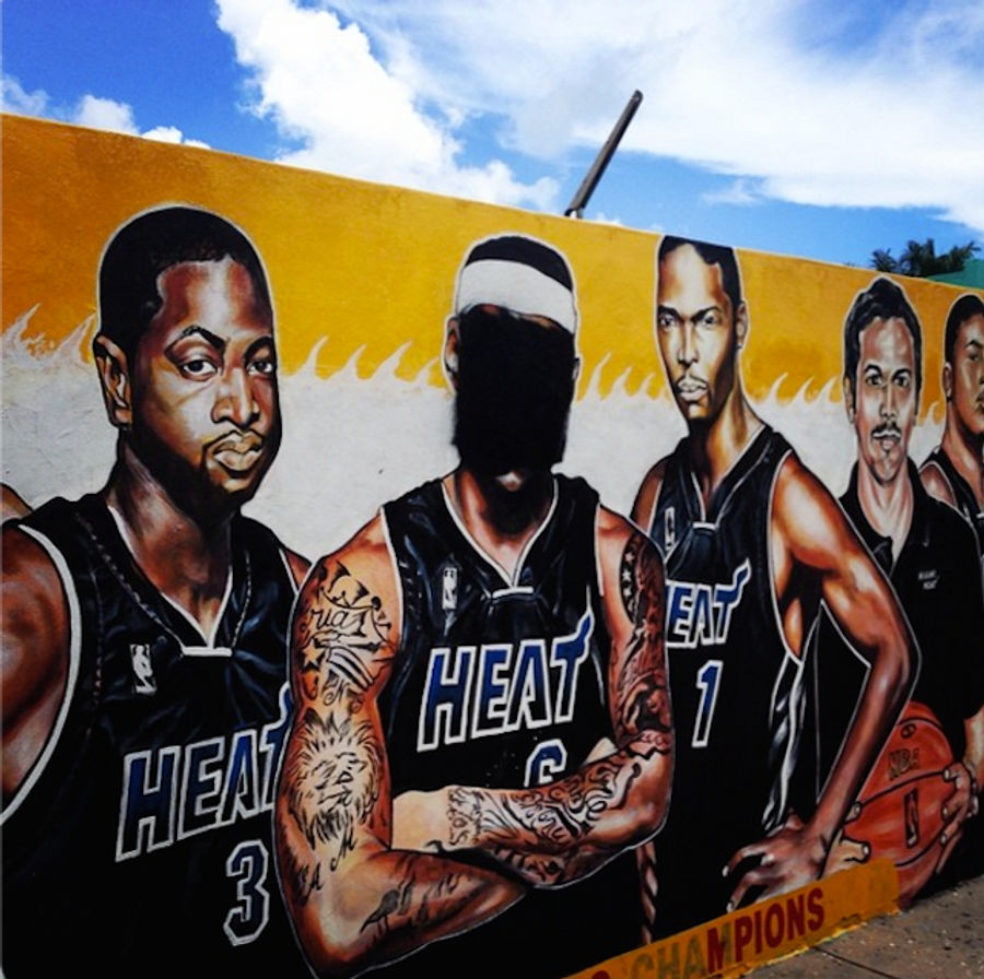 Someone Already Defaced LeBron&#39;s Face On A Miami Heat Mural