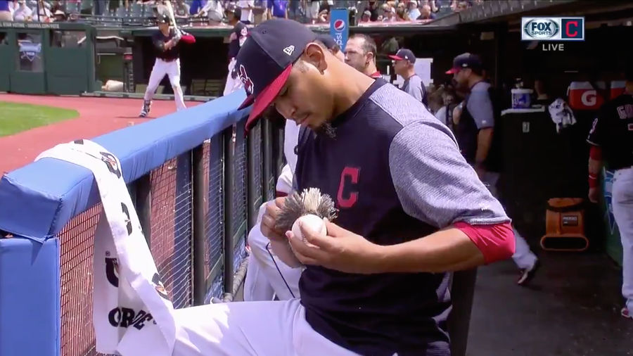 Carlos Carrasco Is An Artist, And This Baseball In The Image Of José Ramírez Is His Masterpiece