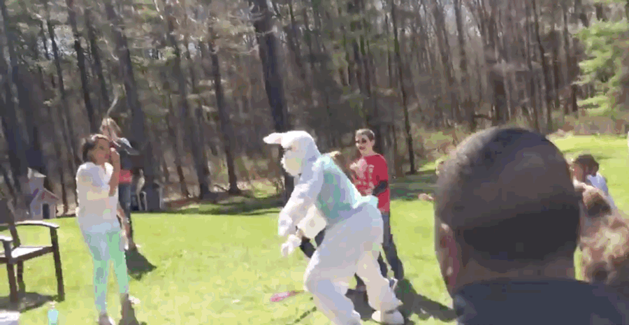 Penn State Coach James Franklin Destroys Easter Bunny Piñata With Flying Tackle