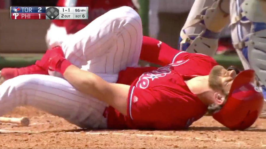 Bryce Harper Limps Off After Taking A 96-MPH Fastball To The Ankle, Shit Shit Shit