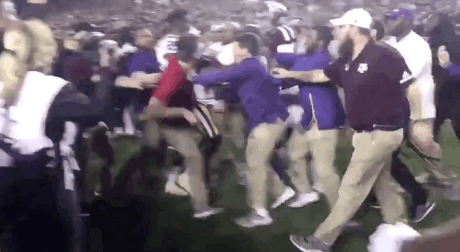 Kevin Faulk Trades Punches With A&M Goober In On-Field Scrape Following Aggies Overtime Win