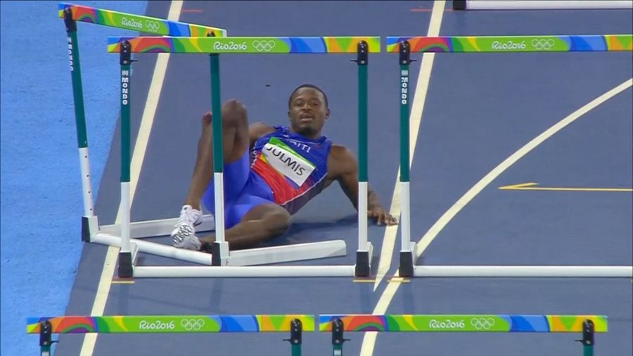 Haitian Hurdler Just Forgets To Jump Over His Hurdle, Apparently