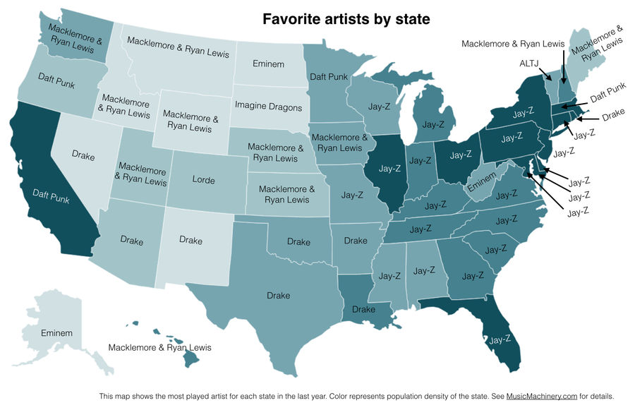 Here Is An <em>Actual</em> Map Of Each State's Favorite Musical Artist