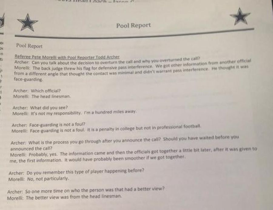 NFL Ref Pete Morelli Explains Reversed Cowboys&#39; Pass Interference Call