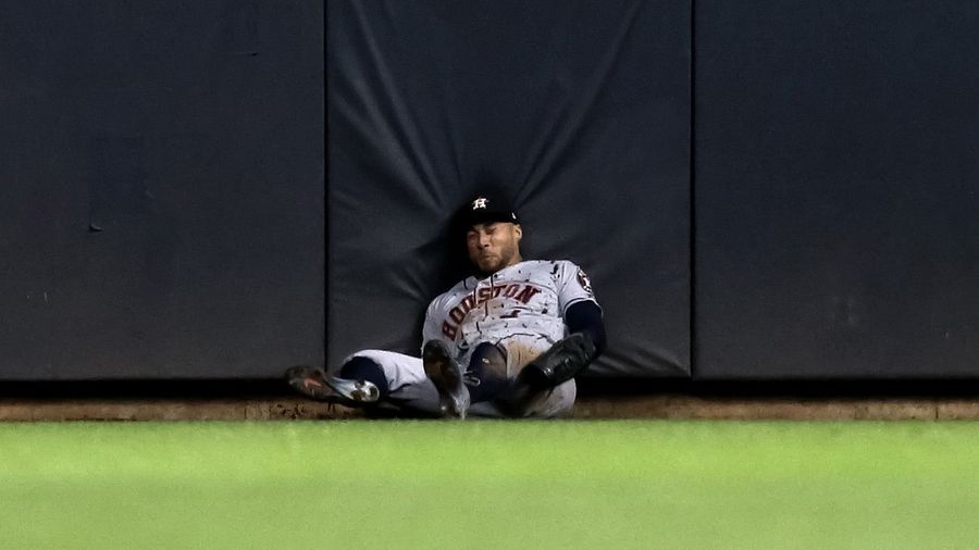 George Springer Carted Off After Smashing Head Into Outfield Wall During Acrobatic Catch