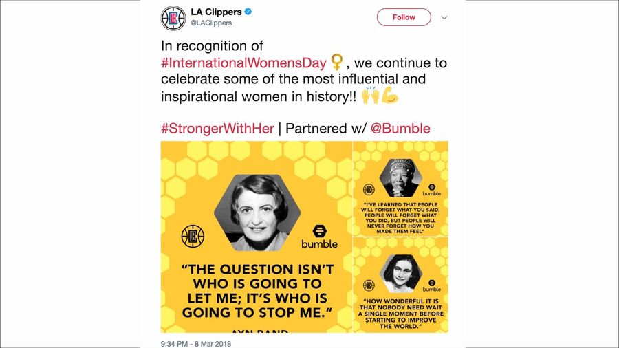 Clippers Quickly Realize That Maybe Ayn Rand Isn't The Best Example To Use In Their Dating App Partnership