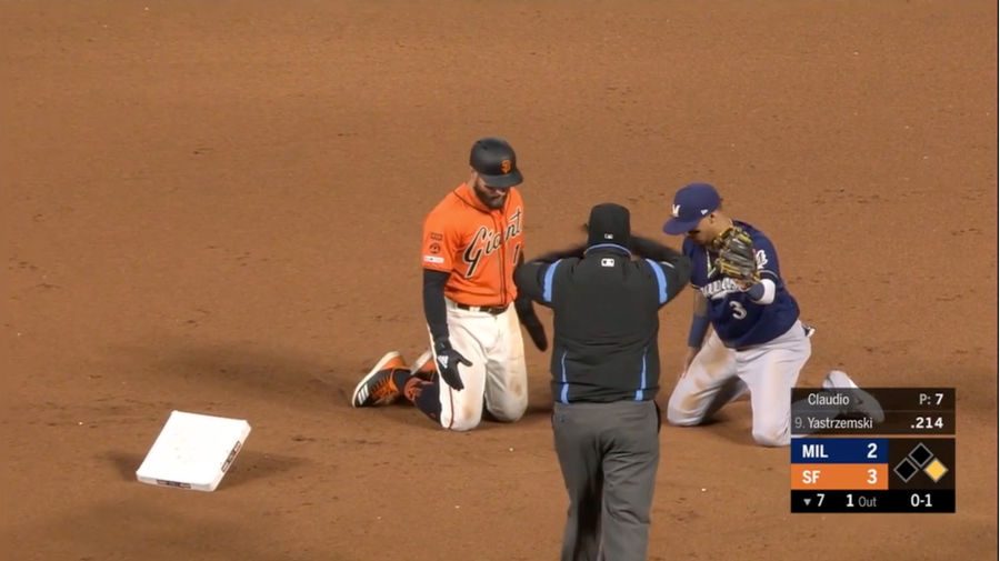 Giants' Kevin Pillar Successfully Steals Second With The World's Most Powerful Slide