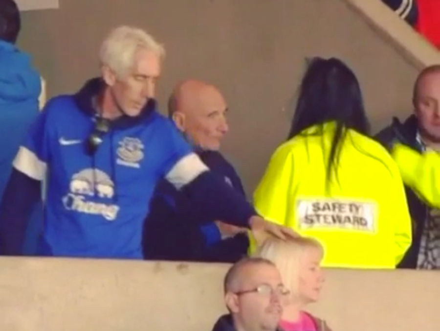 Is This An Everton Fan Wiping His Booger On A Lady&#39;s Head?