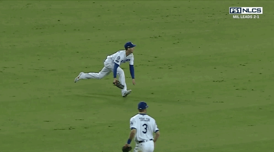 Cody Bellinger Celebrates Impressively Athletic Catch With Swan Dive Slide