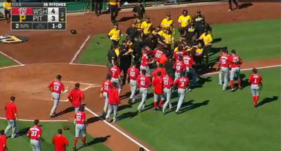 Benches Clear After Nationals' A.J. Cole Throws Behind Pirates' Jung Ho Kang