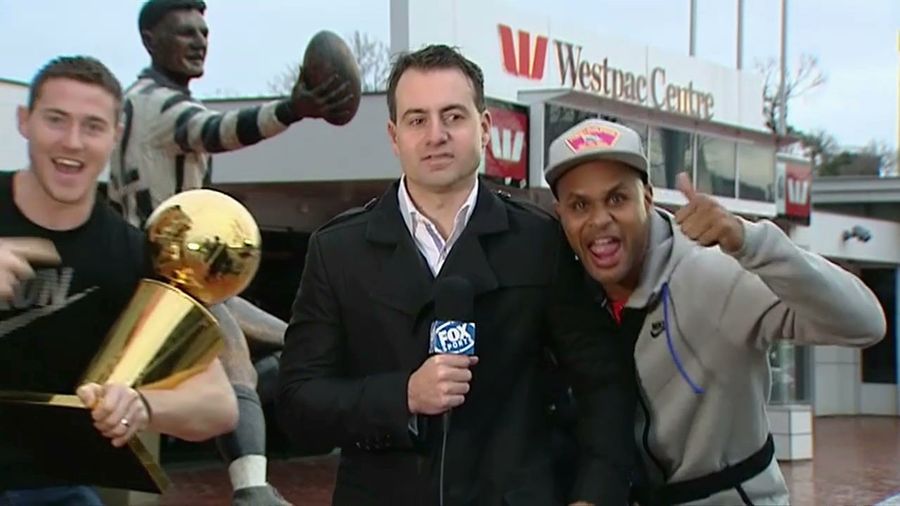 Patty Mills And Aron Baynes Invade Live Shot, Get Shoved Away