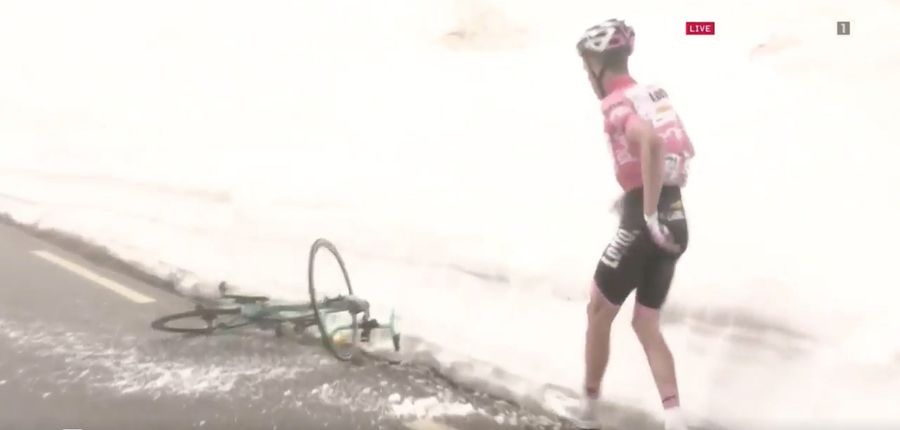 Pro Cyclist Crashes Spectacularly Into Snowbank, Costs Himself Biggest Race Of His Life