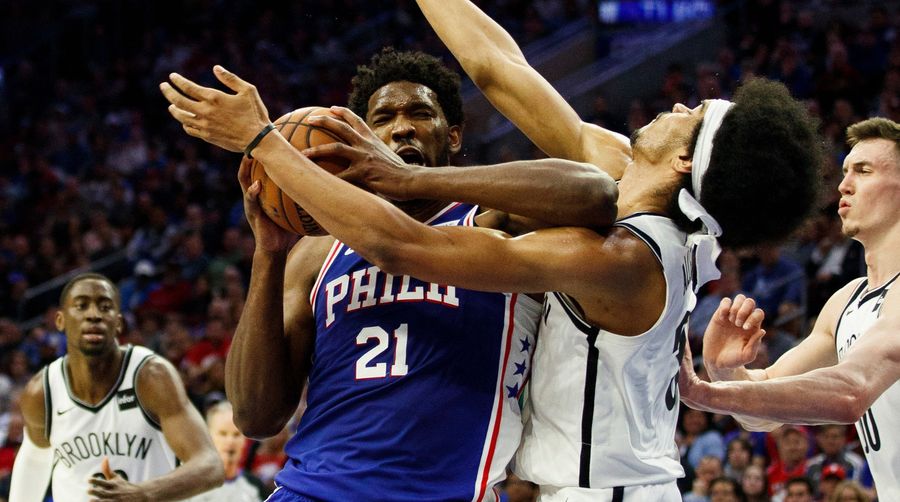 Joel Embiid Couldn&#39;t Keep A Straight Face While Apologizing For His Elbow On Jarrett Allen