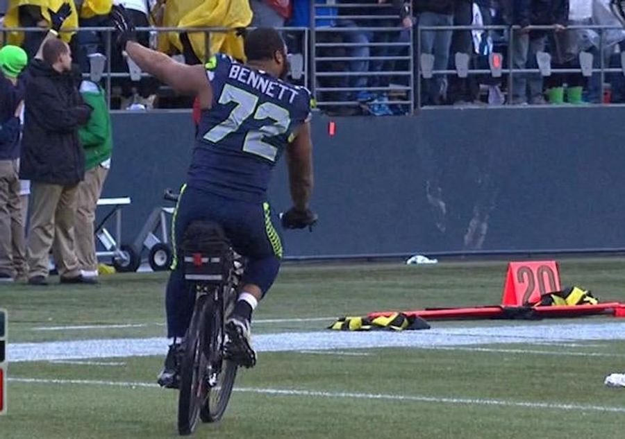 Michael Bennett Rode A Police Bike Around The Field