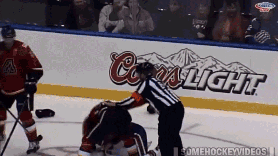 Hockey Fight Ends In Player&#39;s Head Being Bashed Into The Ice