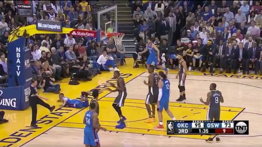 Russell Westbrook Magically Fouled By Floor, Own Feet