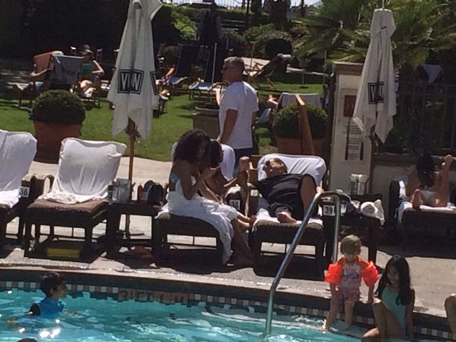 Donald Sterling Soaks In The Sun, Chats With Some Gals