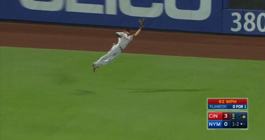 Billy Hamilton Lays Out For Spectacular Catch, Possibly Angers Baseball Gods