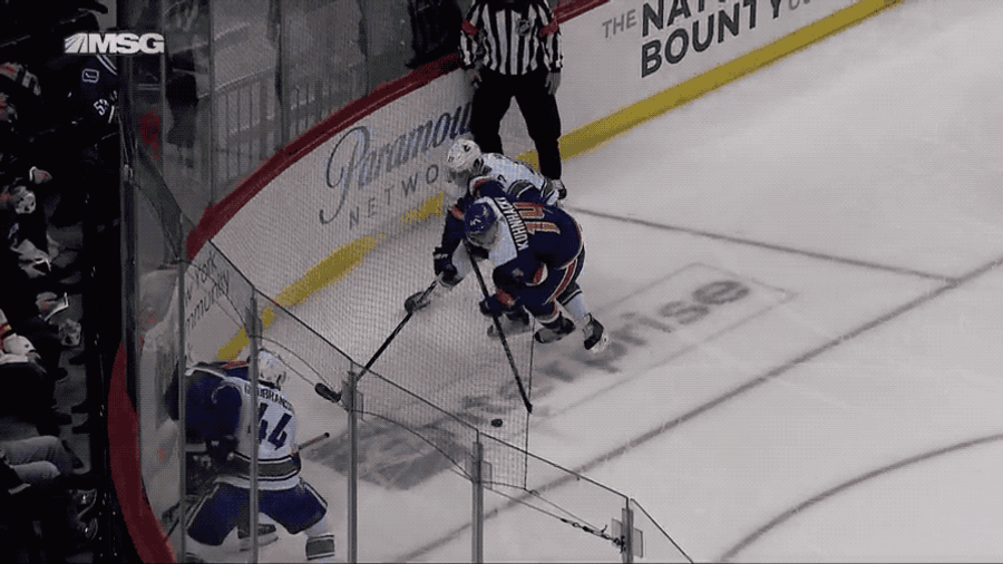 Tom Kuhnhackl Scores Backhanded From His Backside