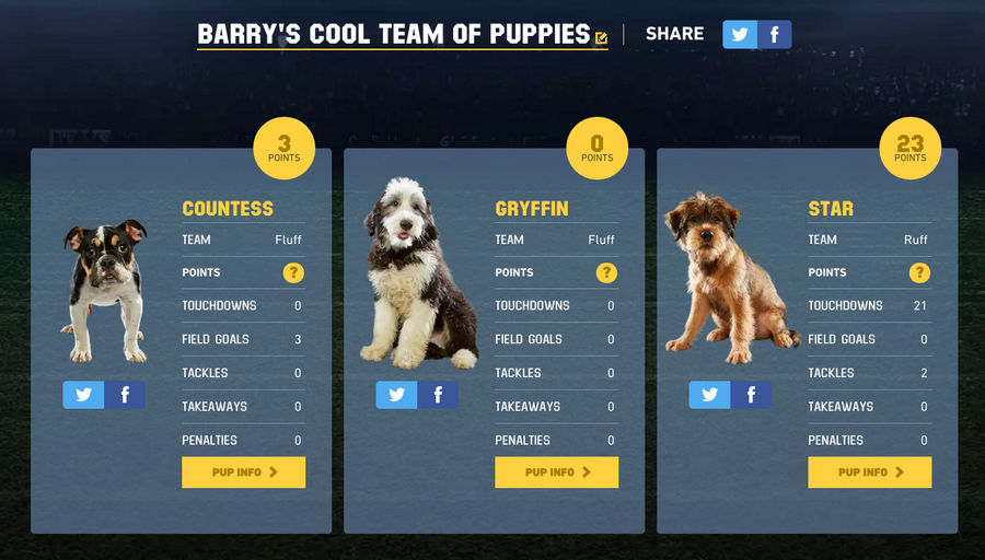 Hey How'd Your Fantasy Puppy Bowl Team Do? Mine Was Mostly Useless Garbage Dogs.