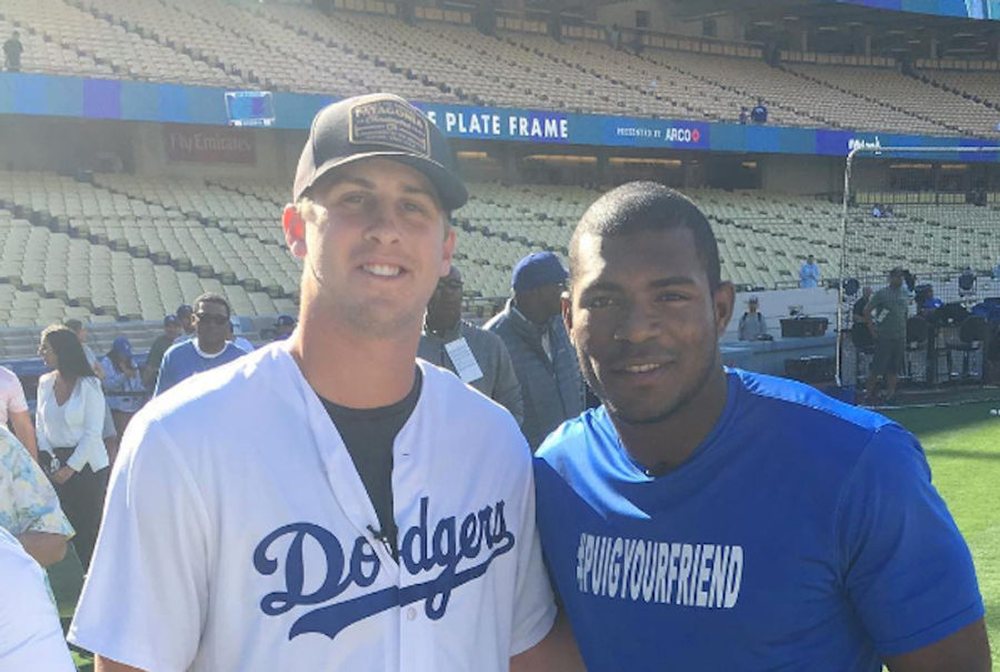Jared Goff Buddies Up With Yasiel Puig, Betrays The Sanctity Of His Takes