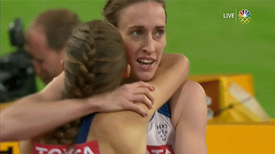 Jenny Simpson Celebrates Wildly After Taking Silver At World Championships