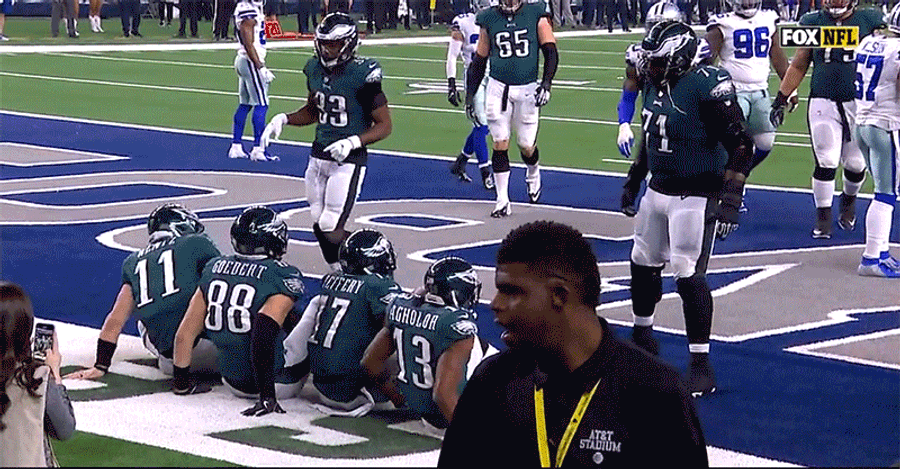 Buzzkill Cowboys Get In The Way Of Eagles' Group Touchdown Celebration