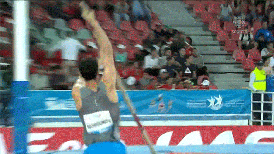 Pole Vaulter Nearly Makes Shish Kebab Of His Dick And Balls