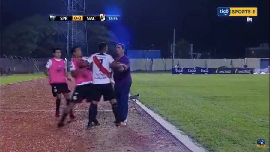 Soccer Player Tries To Beat His Manager's Ass For Subbing Him Out Of Game