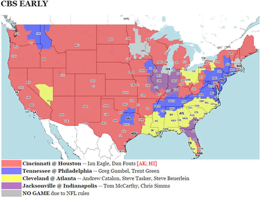 Your NFL Week 12 Viewing Maps